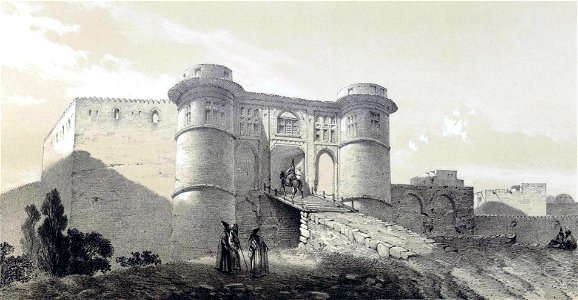 Castle Nahavend by Eugène Flandin