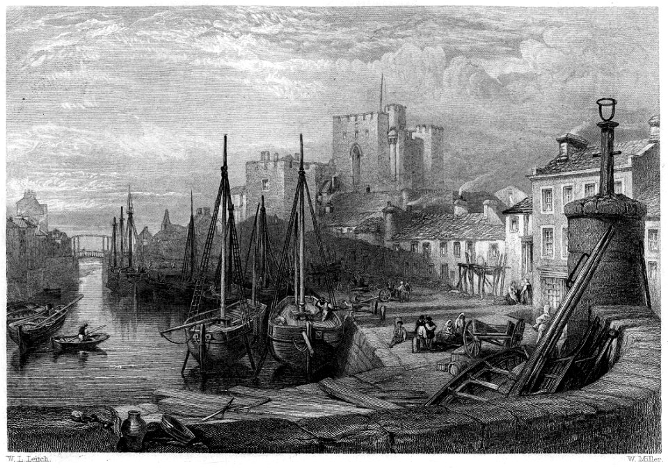 Castle Rushen, Castleton, Isle of Man engraving by William Miller after W L Leitch