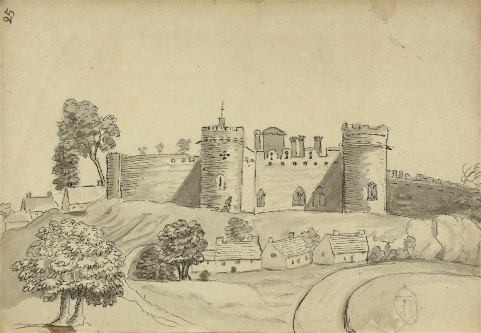 Castle wall with houses below (1205512)