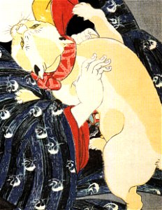 Cat art detail, from- Kuniyoshi Utagawa, Japan, Women 8 (cropped)