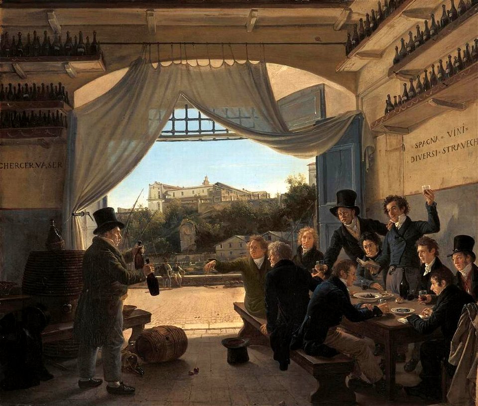 Franz Ludwig Catel - Crown Prince Ludwig in the Spanish Wine Tavern in Rome - WGA4567