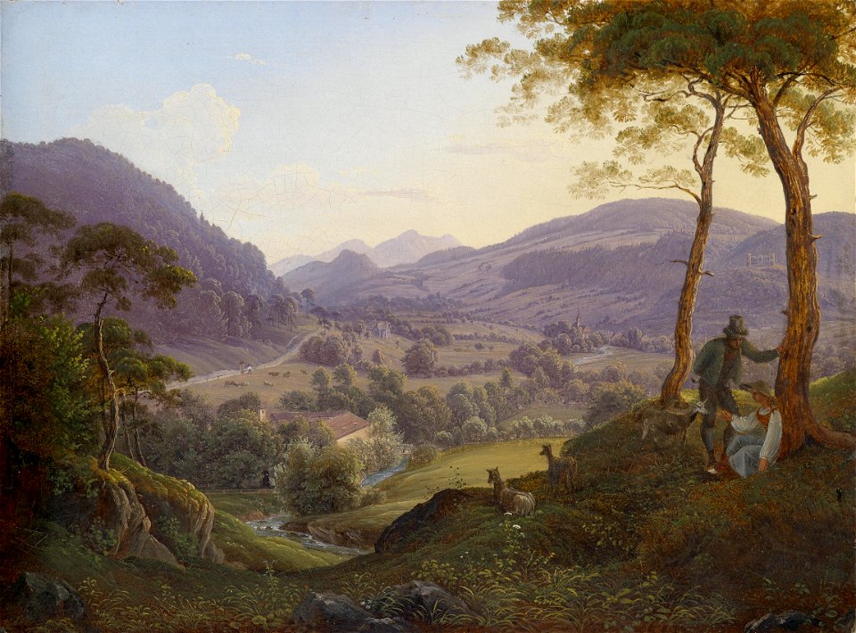 Franz Ludwig Catel Berglandschaft bei Salzburg mit jungem Paar