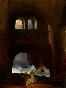 Franz Ludwig Catel Mönche im Hof eines Klosters am Meer