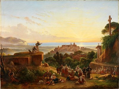 Franz Ludwig Catel - Pilgerfahrt (1852). Free illustration for personal and commercial use.