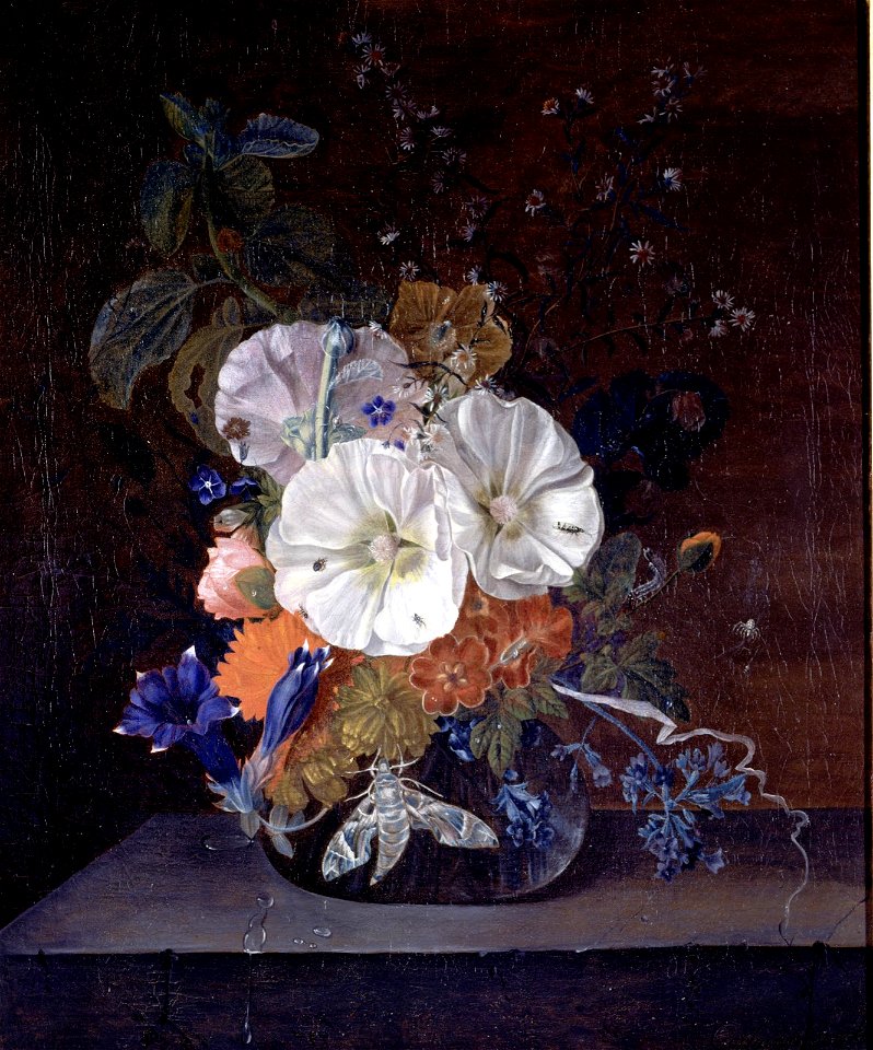 Catharina Backer - Flowers in a vase on a stone ledge