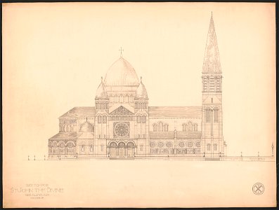 Cathedral of St. John the Divine, New York, New York. Side elevation LCCN2015649863. Free illustration for personal and commercial use.