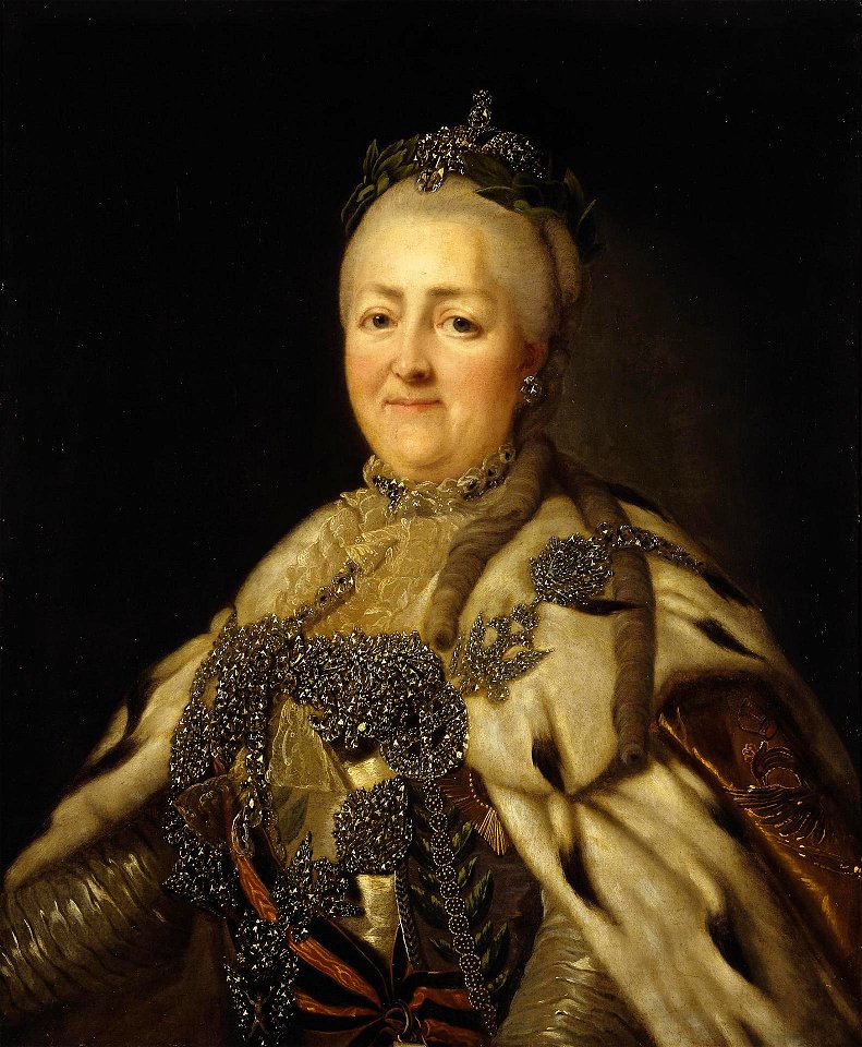 Catherine II by anonymous after Roslin (18 c., Hermitage)