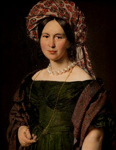 Cathrine Jensen, f. Lorenzen, kunstnerens hustru med turban. Free illustration for personal and commercial use.