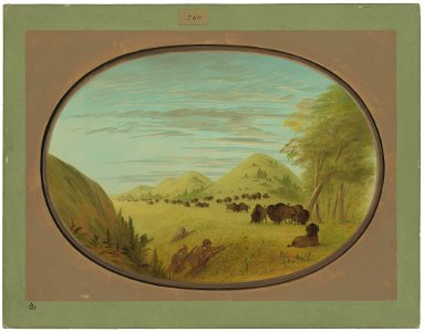 Catlin and Two Companions Shooting Buffalo C15908