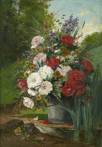 Bouquet of Daisies and Peonies by Eugene Henri Cauchois