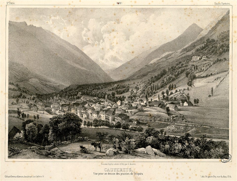 Cauterets, vue prise au dessus des prairies de Sequès (Hautes Pyrénées) - Fonds Ancely - B315556101 A JACOTTET 2 033