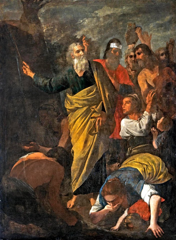 Bernardo Cavallino - Moses strikes water from the stone