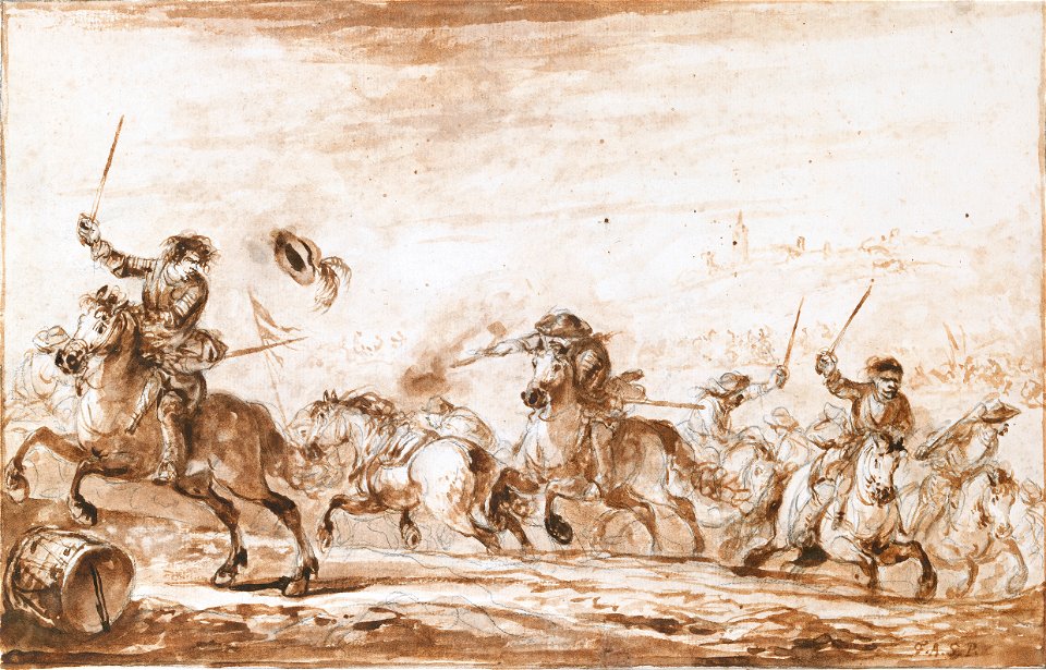 Cavalry Fighting below a Walled Town P9732