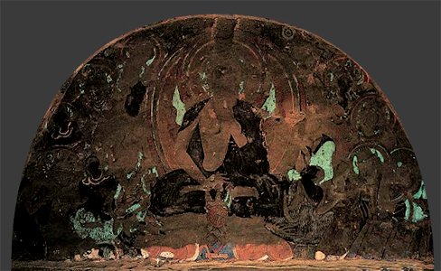 Cave 69, lunette with King Suvarnapusa
