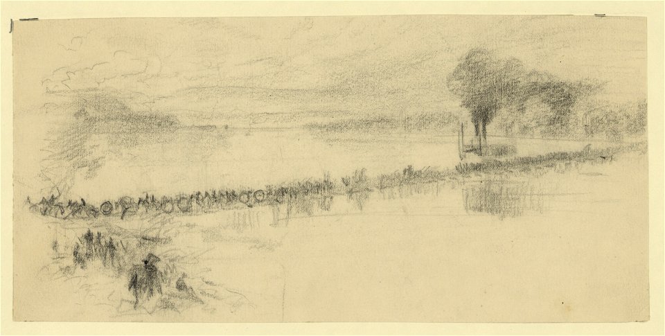 Cavalry riding across a pontoon bridge LCCN2004660072