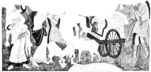 Cave of the Zebu cart (Zebu cart mural). Free illustration for personal and commercial use.