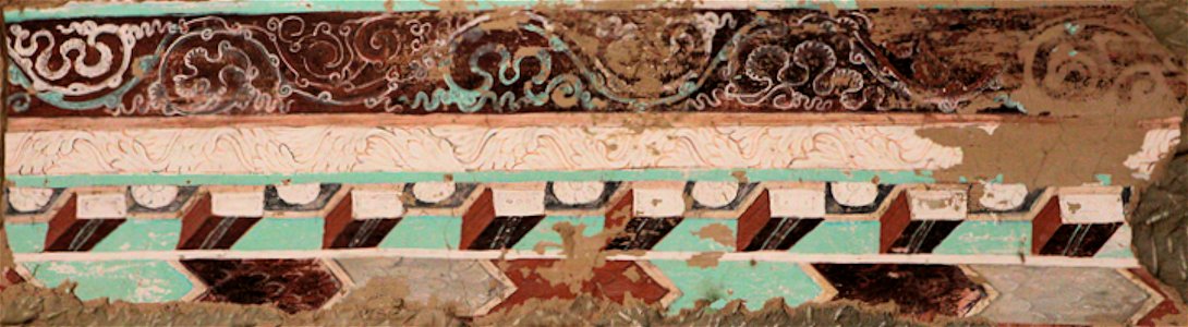 Cave of the Painters, in-situ decorative band, center of right wall