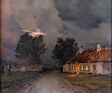 Landscape with Cottage and Figures by Jean-Charles Cazin