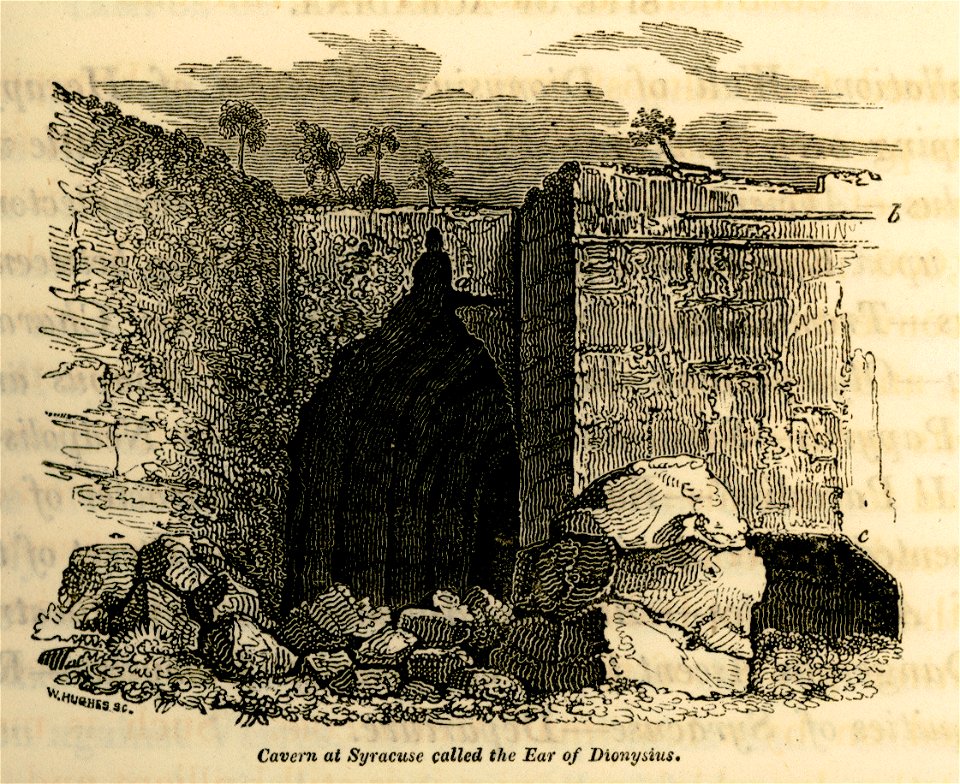 Cavern at Syracusae called the Ear of Dionysius- a Hole by which the ascent is made into what is called the Chamber of t - Hughes Thomas Smart - 1820