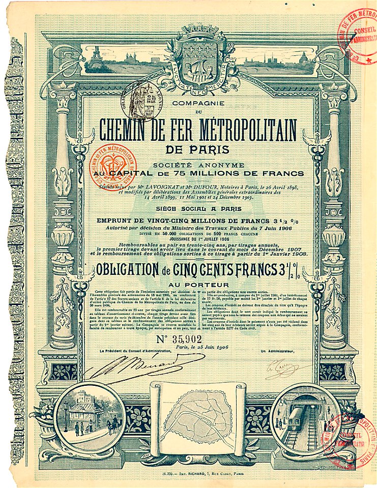 CdF Metropolitain de Paris 500 FF 1906