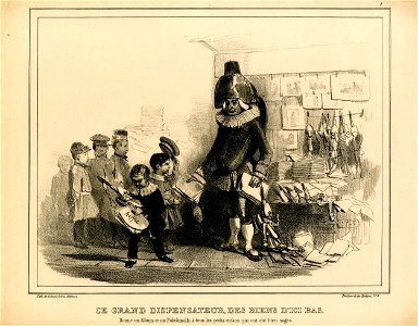 Ce grand dispensateur des biens d'ici bas donne un album et un Polichinelle à tous les petits enfans qui ont été bien sages (BM 1863,0725.394)
