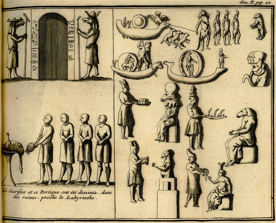 Ce Sacrifice et ce Portique, ont été dessinés dans des ruines, proche le Labyrinthe - Lucas Paul - 1720
