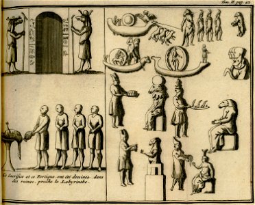 Ce Sacrifice et ce Portique, ont été dessinés dans des ruines, proche le Labyrinthe - Lucas Paul - 1720