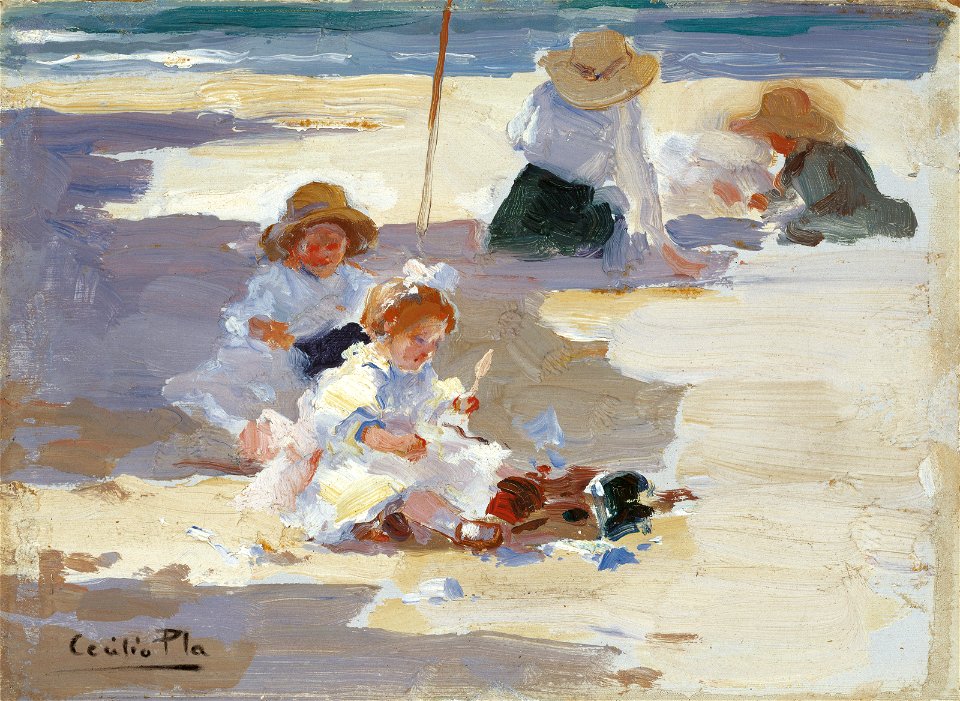 Cecilio Pla Playing on the Beach
