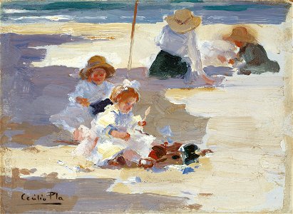 Cecilio Pla Playing on the Beach