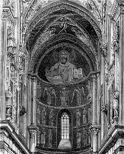 Cefalù – Abside con mosaici nell’interno del Duomo (xilografia)