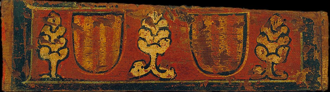 Ceiling panel with striped coats of arms of the House of Barcelona and plant motifs - Google Art Project