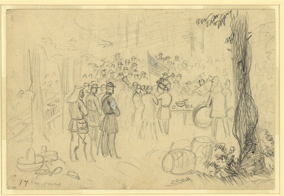Celebration of the battle of Bunker hill, near the camp of the 5th Mass. regiment in Virginia by the Charlestown companies of that regiment LCCN2004660674