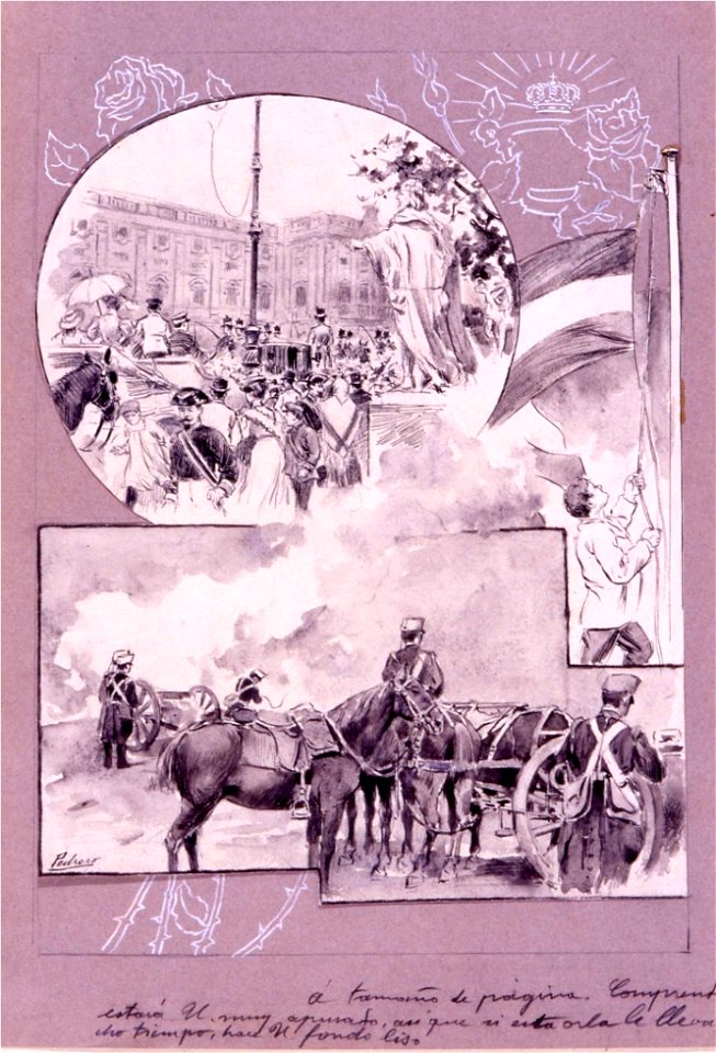 Celebración militar, 22.5.1907, RABASF, painting by Mariano Pedrero