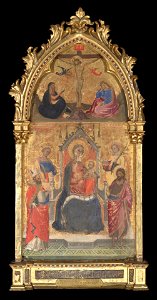 Cenni di Francesco di Ser Cenni - Virgin and Child Enthroned with Saints John the Baptist, Nicholas, Dorothy and Reparata, with Crucifixion - 1871.16 - Yale University Art Gallery