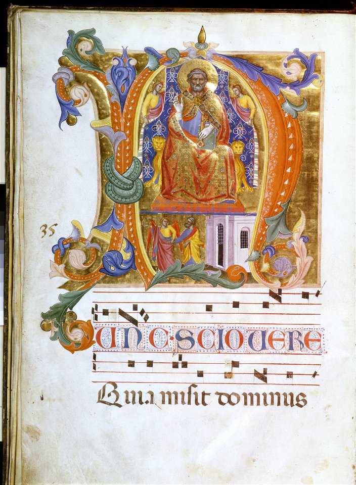 Cenni di Francesco di Ser Cenni - Initial N with Saint Peter Enthroned and the Liberation of Saint Peter - Walters W15335V - Open Reverse