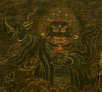 Center detail, Black Cloak Mahakala or Bernag Chen - Google Art Project (cropped) (cropped). Free illustration for personal and commercial use.