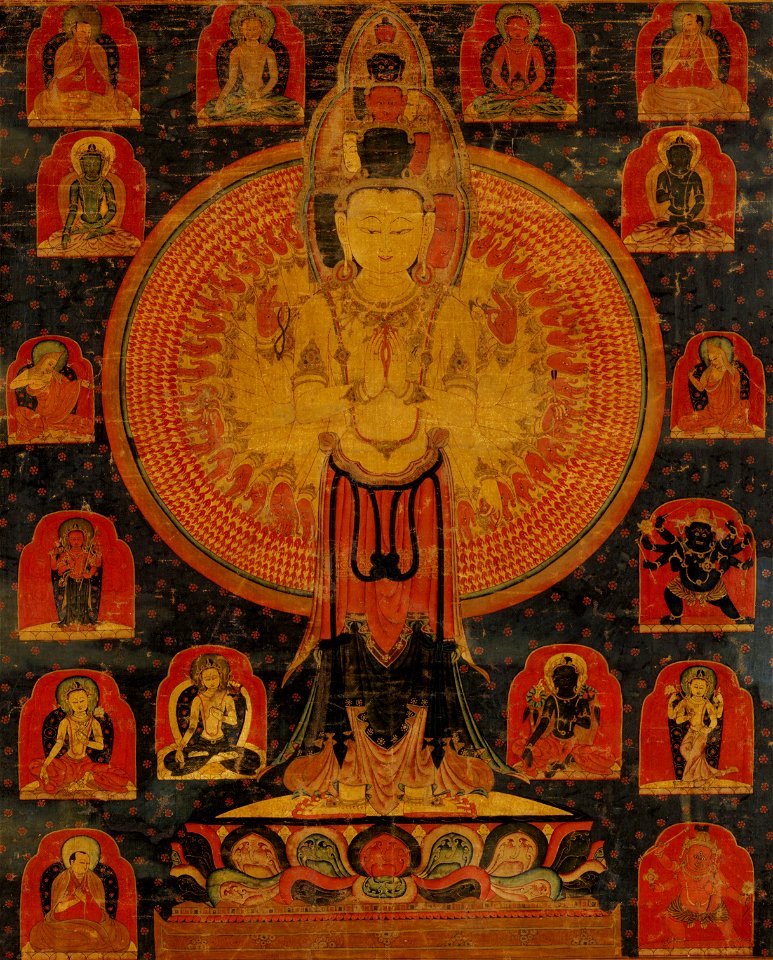 Center detail, Thousand-Armed Chenresi, a Cosmic Form of the Bodhisattva Avalokiteshvara (cropped)
