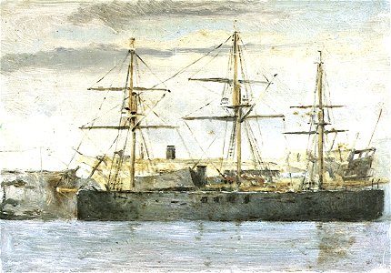Central battery ironclad at anchor, ca.1860 RMG PU0421