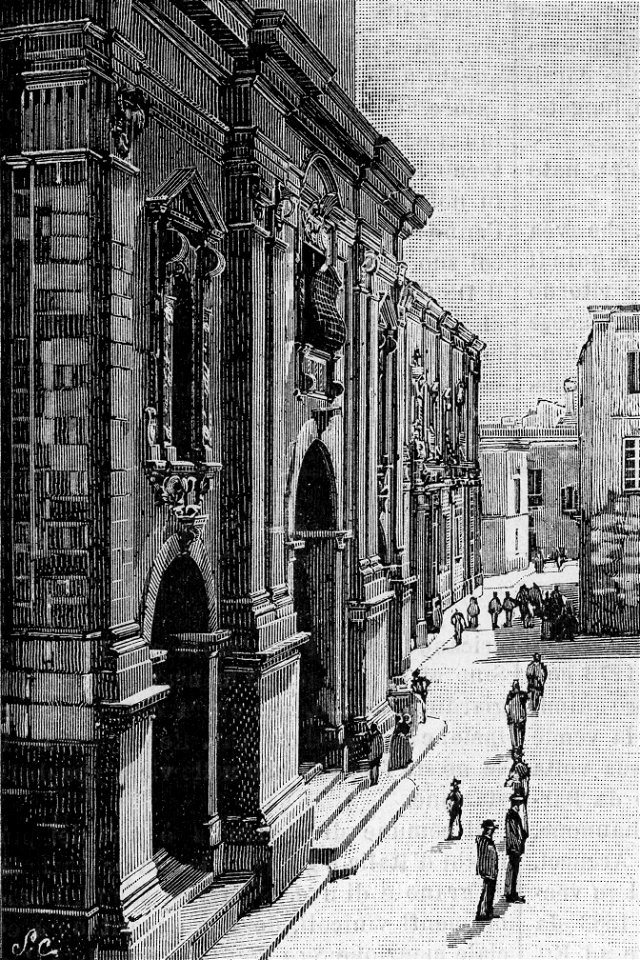 Cerignola – Chiesa del Monte di Pietà e Piazza della Disfida (xilografia)