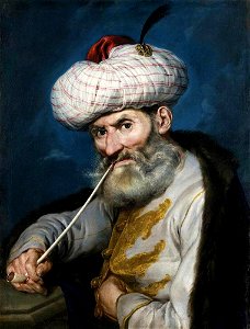 Giacomo Ceruti - Portrait of a Smoking Man in Oriental Habit - WGA4668
