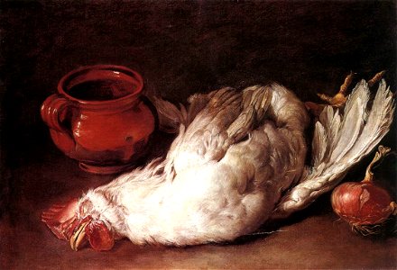 Giacomo Ceruti - Still-Life with Hen, Onion and Pot - WGA4678. Free illustration for personal and commercial use.