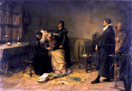 Cervantes, en sus últimos días, escribe la dedicatoria del Quijote al conde de Lemos (Museo del Prado)