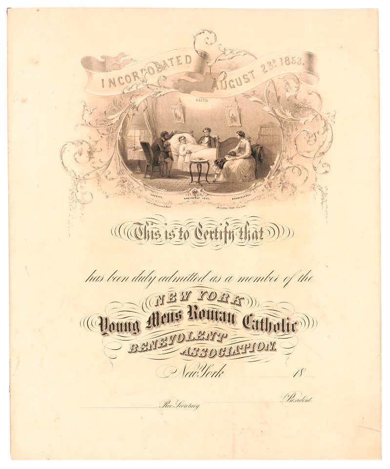 Certificate for) New York Young Mens Roman Catholic Benevolent Association LCCN2003674427
