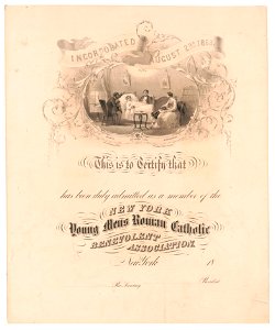 Certificate for) New York Young Mens Roman Catholic Benevolent Association LCCN2003674427