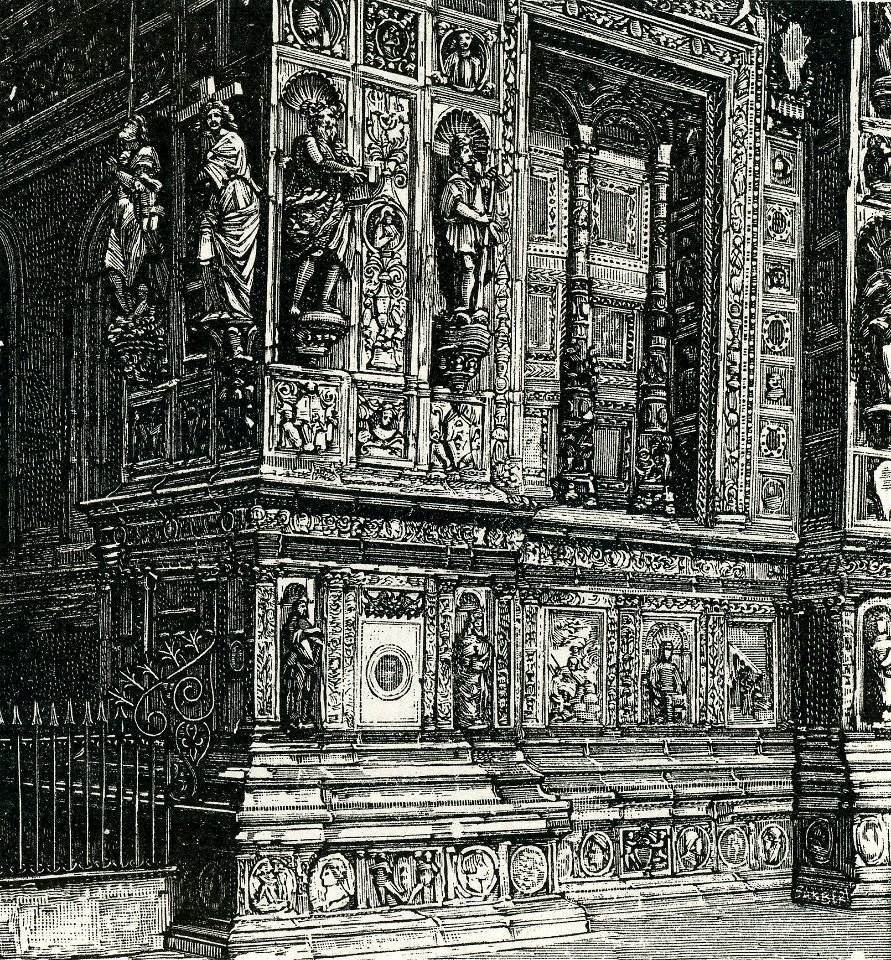 Certosa dettaglio della facciata del tempio xilografia di Barberis