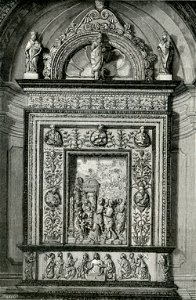 Certosa Altare del Capitolo dossale coll’Adorazione dei Magi xilografia di Barberis. Free illustration for personal and commercial use.