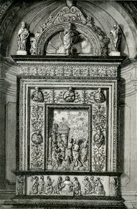Certosa Altare del Capitolo dossale coll’Adorazione dei Magi xilografia di Barberis