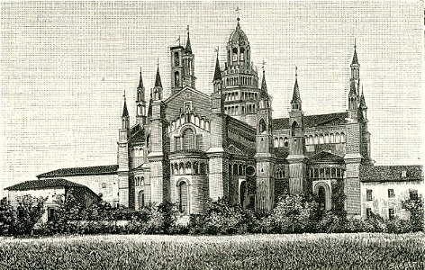 Certosa parte posteriore del tempio xilografia di Barberis