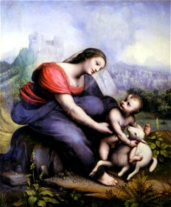 Cesare Da Sesto - Madonna and Child with the Lamb of God - WGA04683. Free illustration for personal and commercial use.
