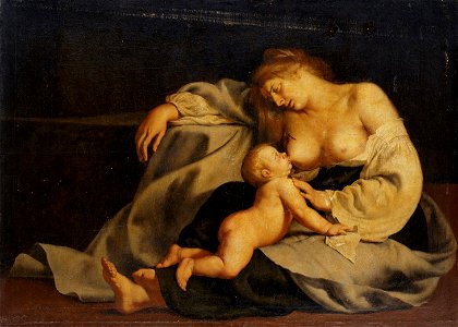 Cesare Fracanzano - Sterbende Mutter nach einem Bild des Aristides von Theben - GG 1685 - Kunsthistorisches Museum